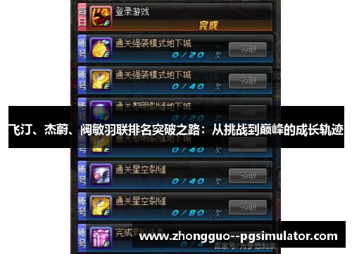 飞汀、杰蔚、阀敏羽联排名突破之路：从挑战到巅峰的成长轨迹